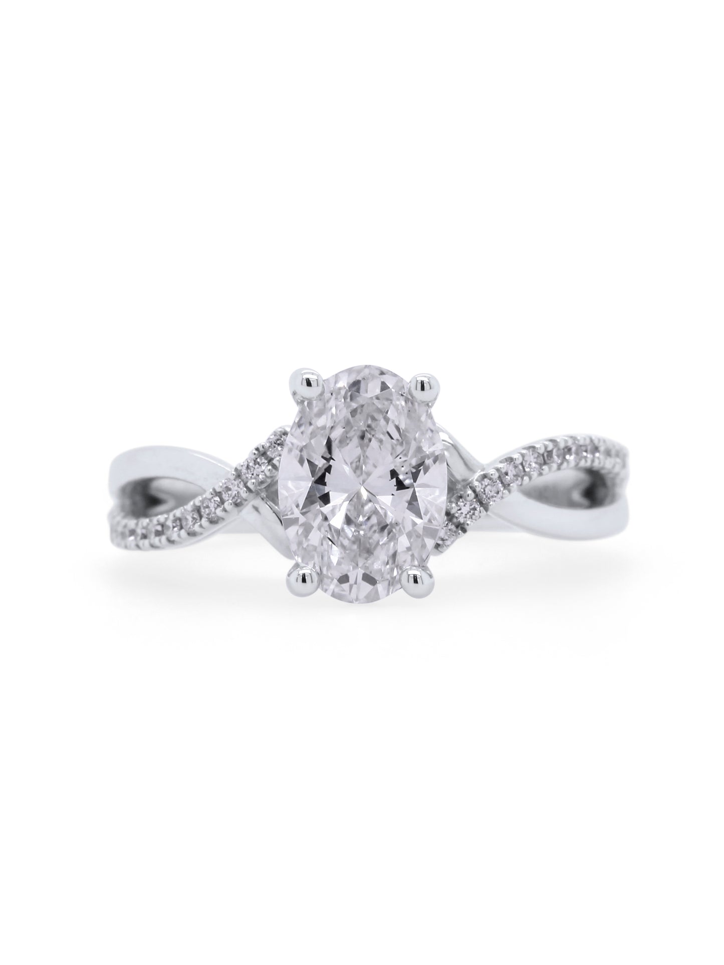 Lab Grown Oval Diamond Set Ring, 18 Carat White Gold