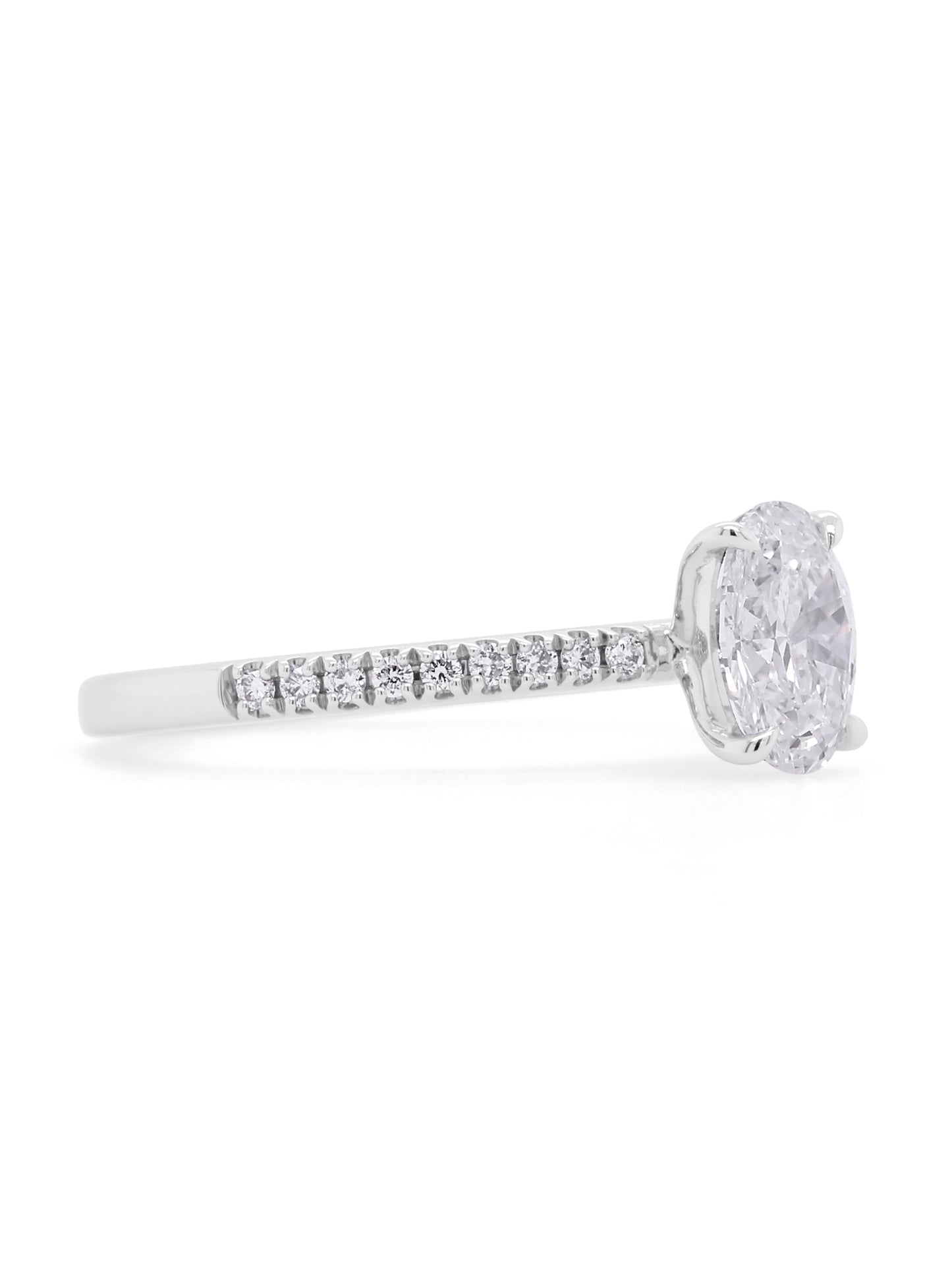Lab Grown Oval 1.01 Carat Diamond Ring, 18 Carat White Gold