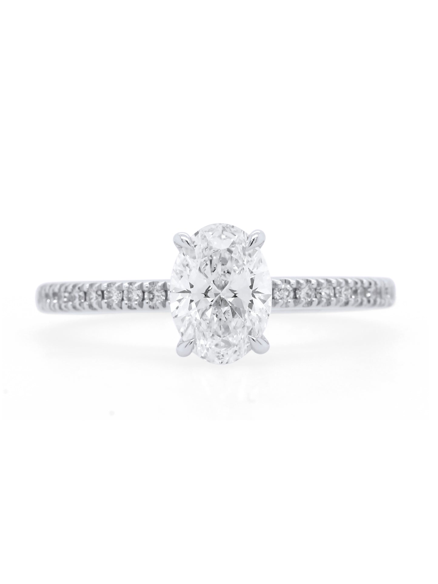 Lab Grown Oval 1.01 Carat Diamond Ring, 18 Carat White Gold
