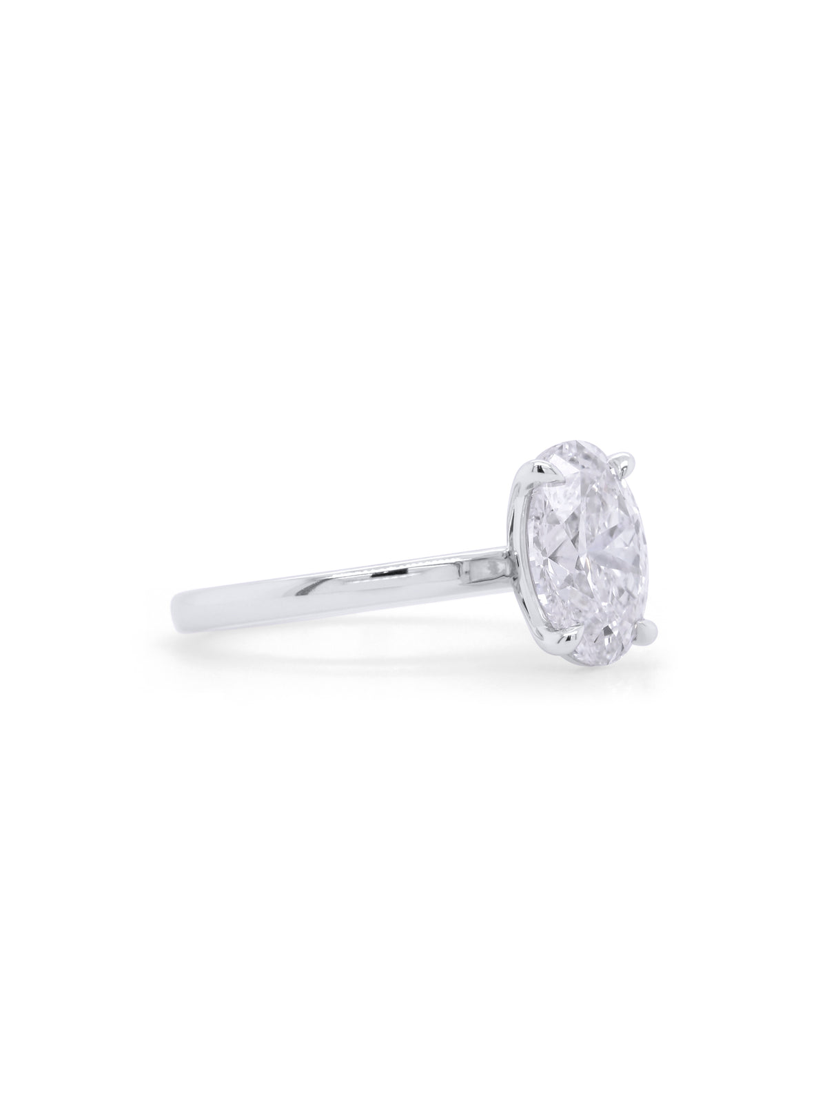 Lab Grown Oval Diamond Ring in 18 Carat White Gold, T=3.01ct.