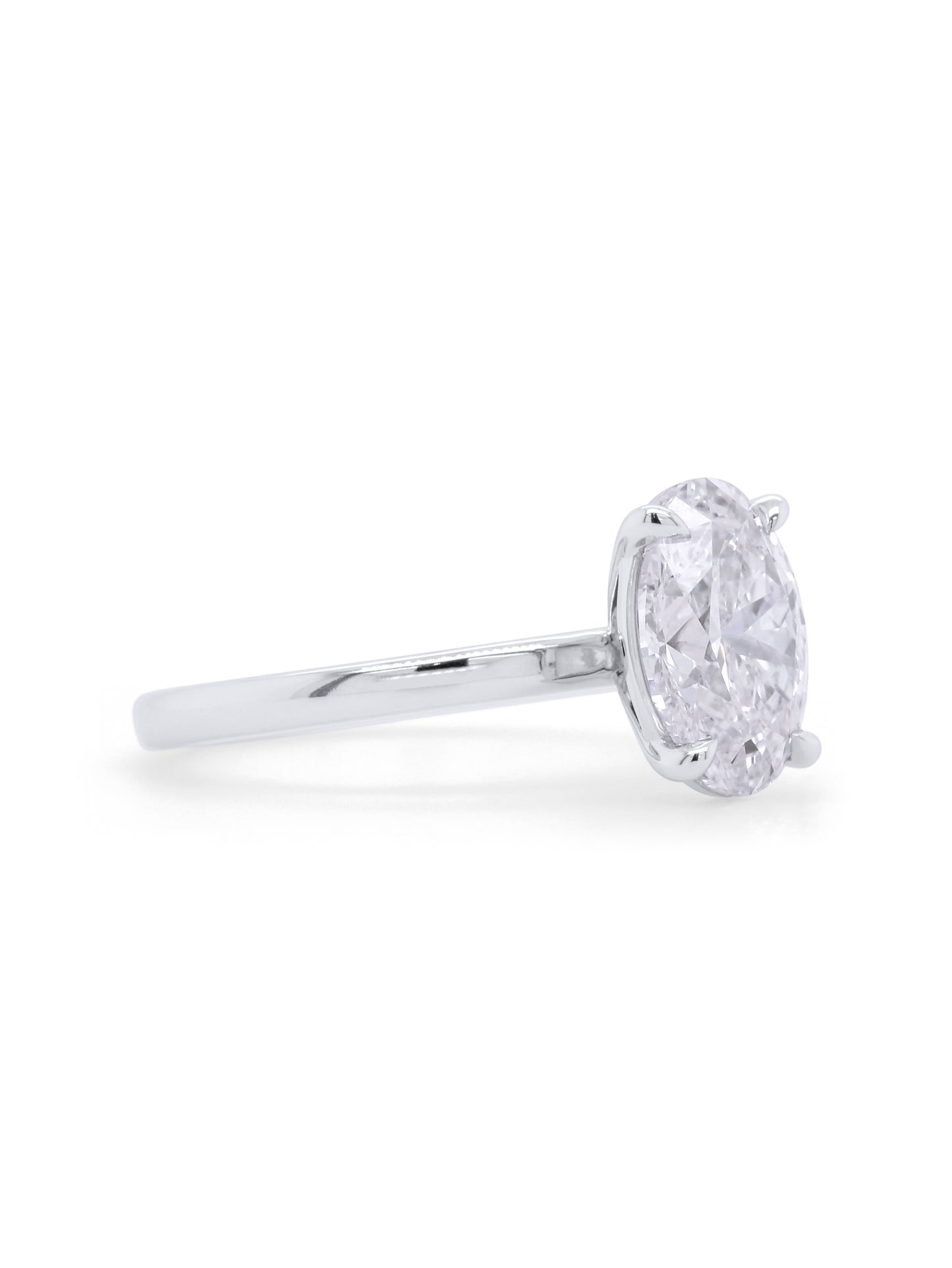 Lab Grown Oval Diamond Ring in 18 Carat White Gold, T=3.01ct.