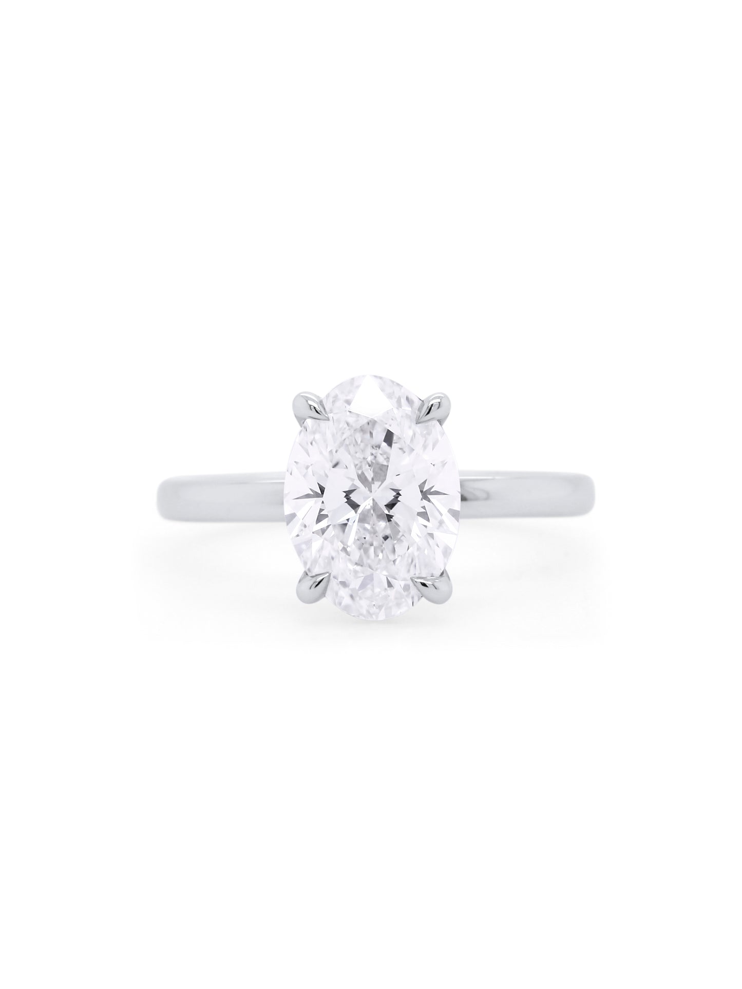 Lab Grown Oval Diamond Ring in 18 Carat White Gold, T=3.02ct.