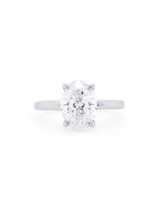 Lab Grown Oval Diamond Ring in 18 Carat White Gold, T=3.01ct.