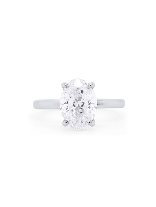 Lab Grown Oval Diamond Ring in 18 Carat White Gold, T=3.01ct.