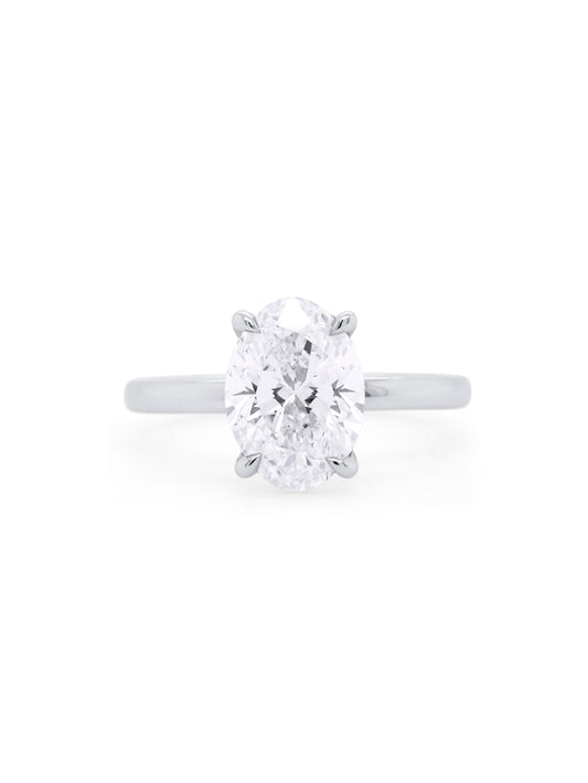 Lab Grown Oval Diamond Ring in 18 Carat White Gold, T=3.01ct.