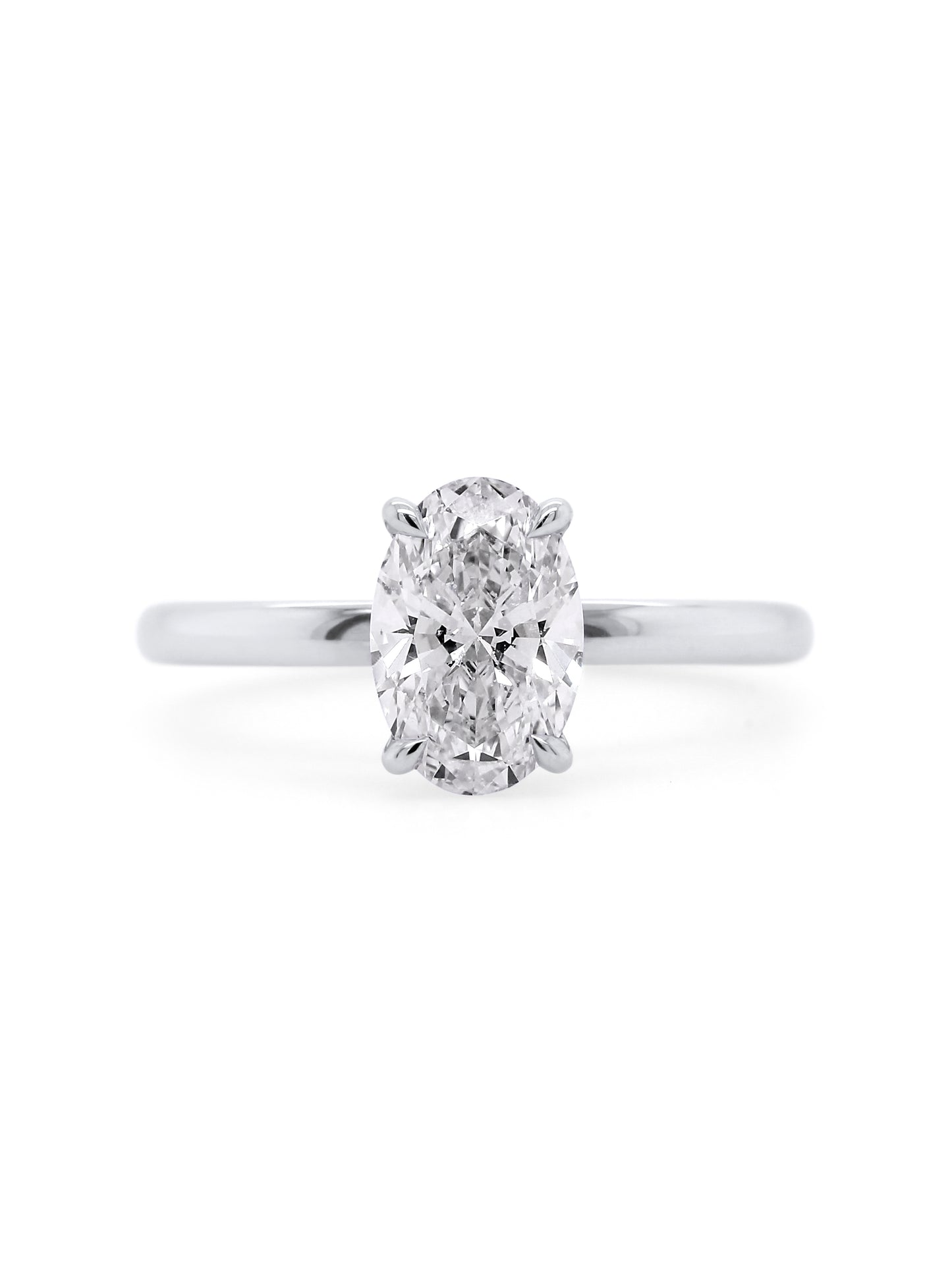 Lab Grown Oval Diamond 1.51 Carat Ring in 18 Carat White Gold.