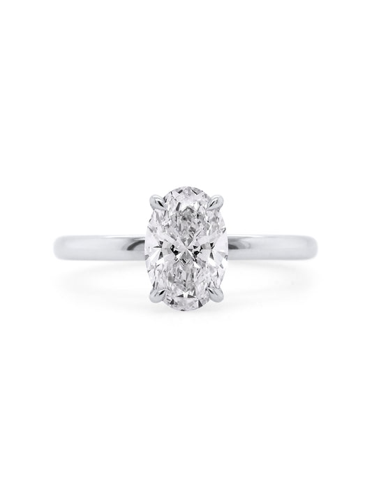 Lab Grown Oval Diamond 1.51 Carat Ring in 18 Carat White Gold.