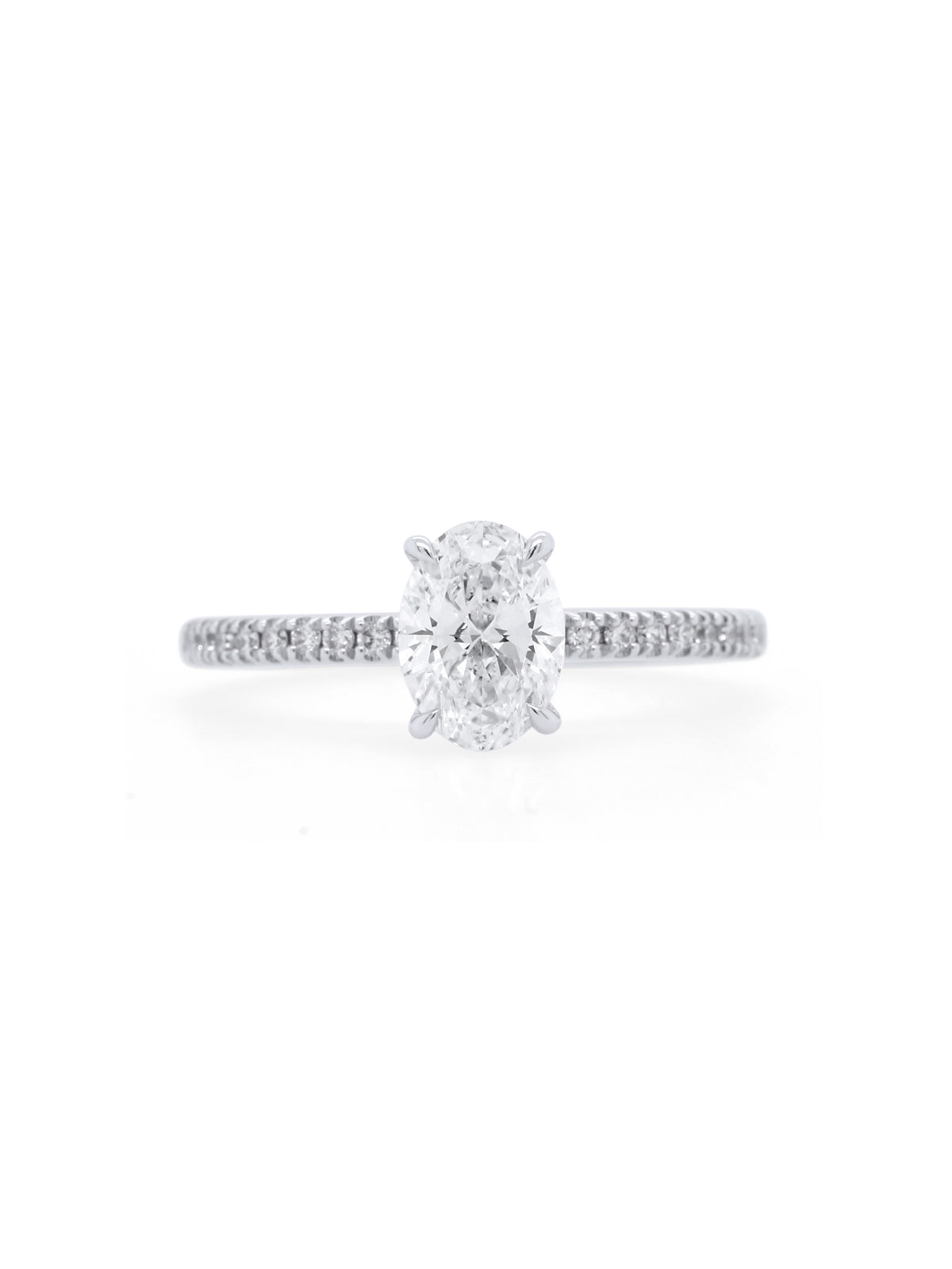 Lab Grown Oval 1.01 Carat Diamond Ring, 18 Carat White Gold