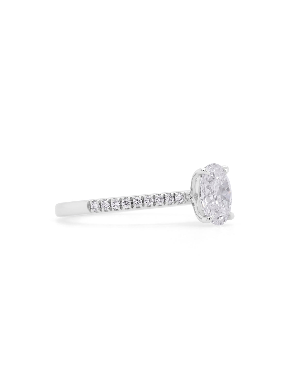 Lab Grown Oval 1.01 Carat Diamond Ring, 18 Carat White Gold
