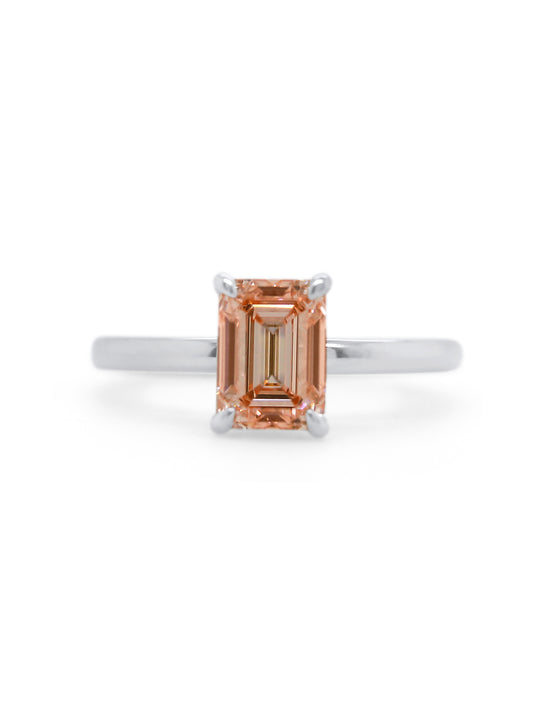 Lab Grown 2.01 Carat Fancy Pink Diamond Ring set in Platinum