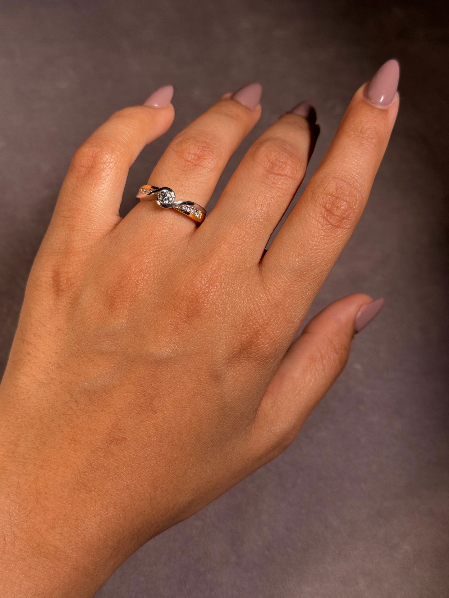 Solitaire Diamond Ring, 18 Carat 2 Tone, T=0.51ct.
