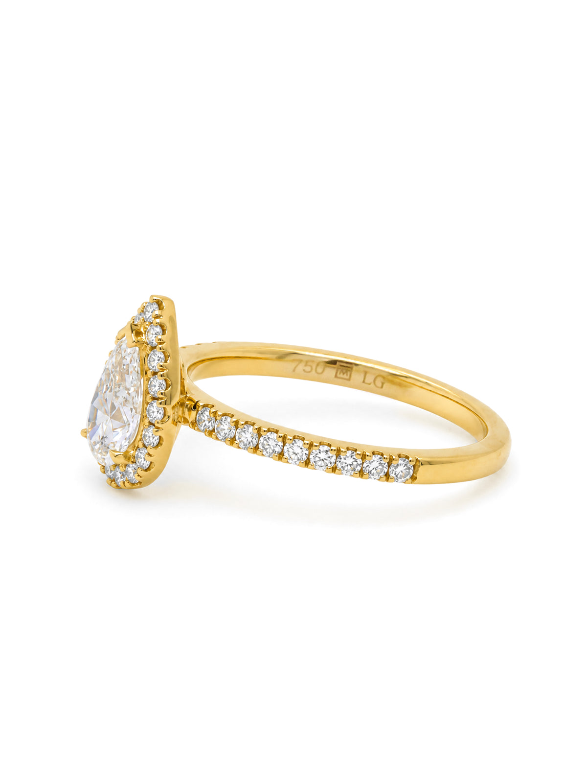 Lab Grown 0.70 Carat Pear Cut Diamond Ring Set in 18 Carat Yellow Gold