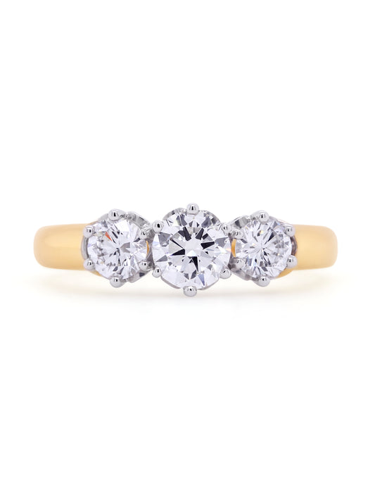 Lab Grown Diamonds 1.00ct Trilogy Ring in 18 Carat Yellow Gold