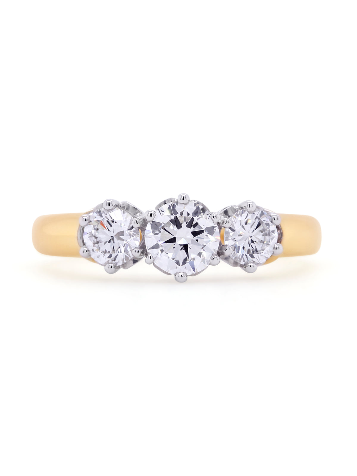 Lab Grown Diamonds 1.00ct Trilogy Ring in 18 Carat Yellow Gold