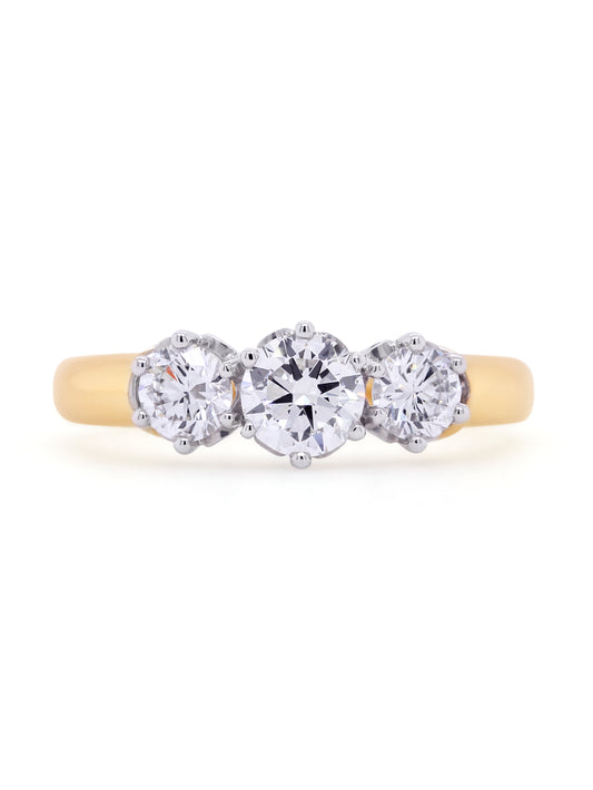 Lab Grown Diamonds 1.00ct Trilogy Ring in 18 Carat Yellow Gold