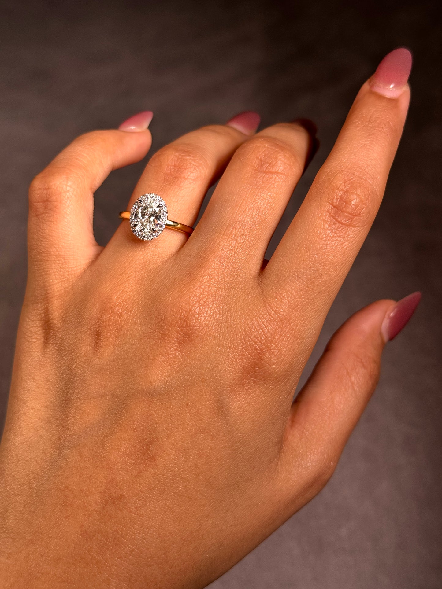 Lab Grown 1.68ct Diamond Halo Cluster Ring, 18K Yellow & White Gold