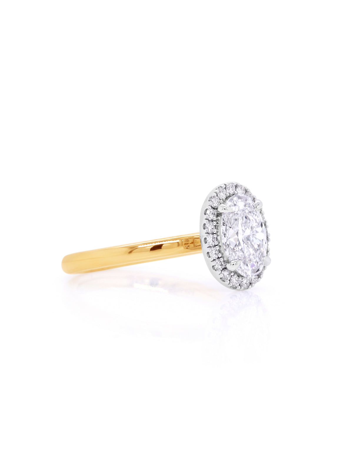 Lab Grown Diamond Halo Cluster Ring, 18K Yellow & White Gold T=1.71ct