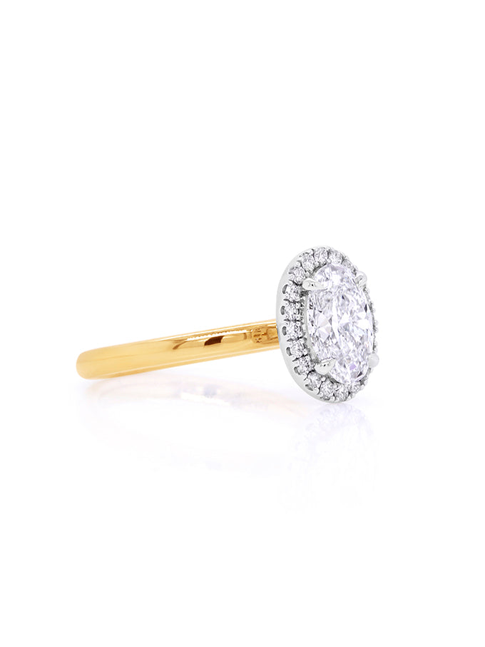 Lab Grown Diamond Halo Cluster Ring, 18K Yellow & White Gold T=1.71ct