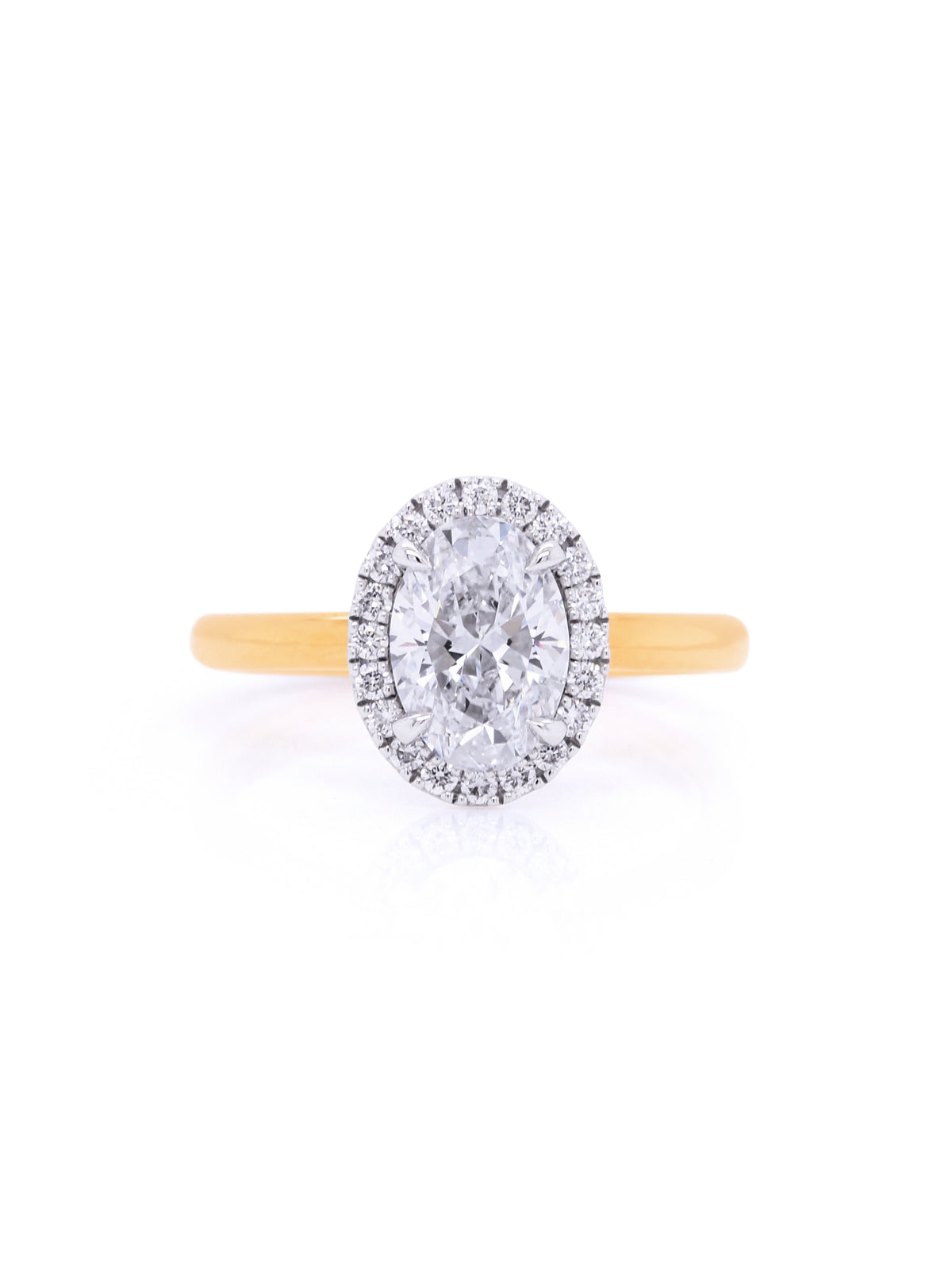 Lab Grown Diamond Halo Cluster Ring, 18K Yellow & White Gold T=1.71ct