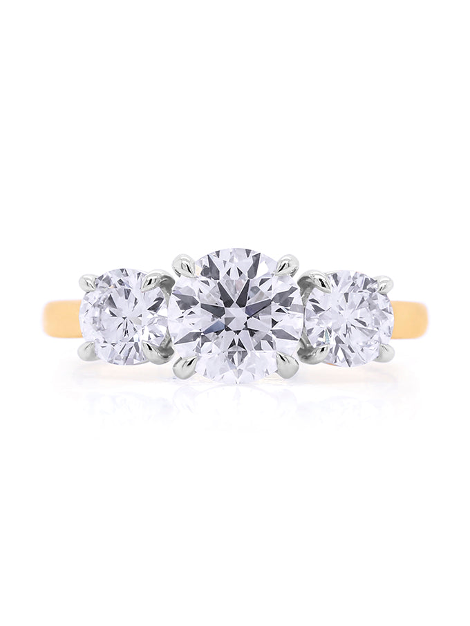 Lab Grown Diamond Trilogy in 18 Carat Yellow & White Gold