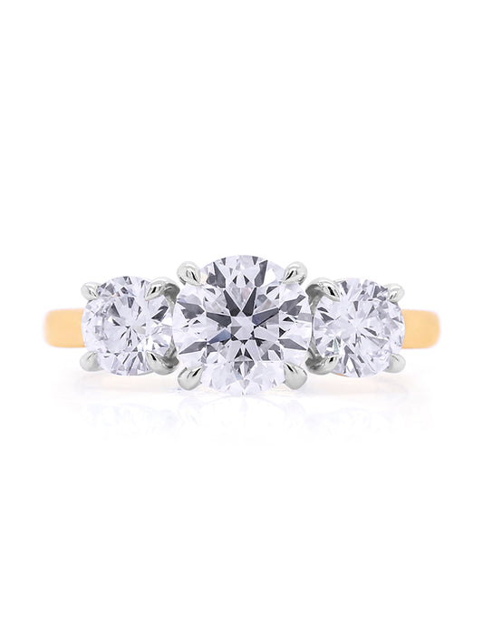 Lab Grown Diamond Trilogy in 18 Carat Yellow & White Gold