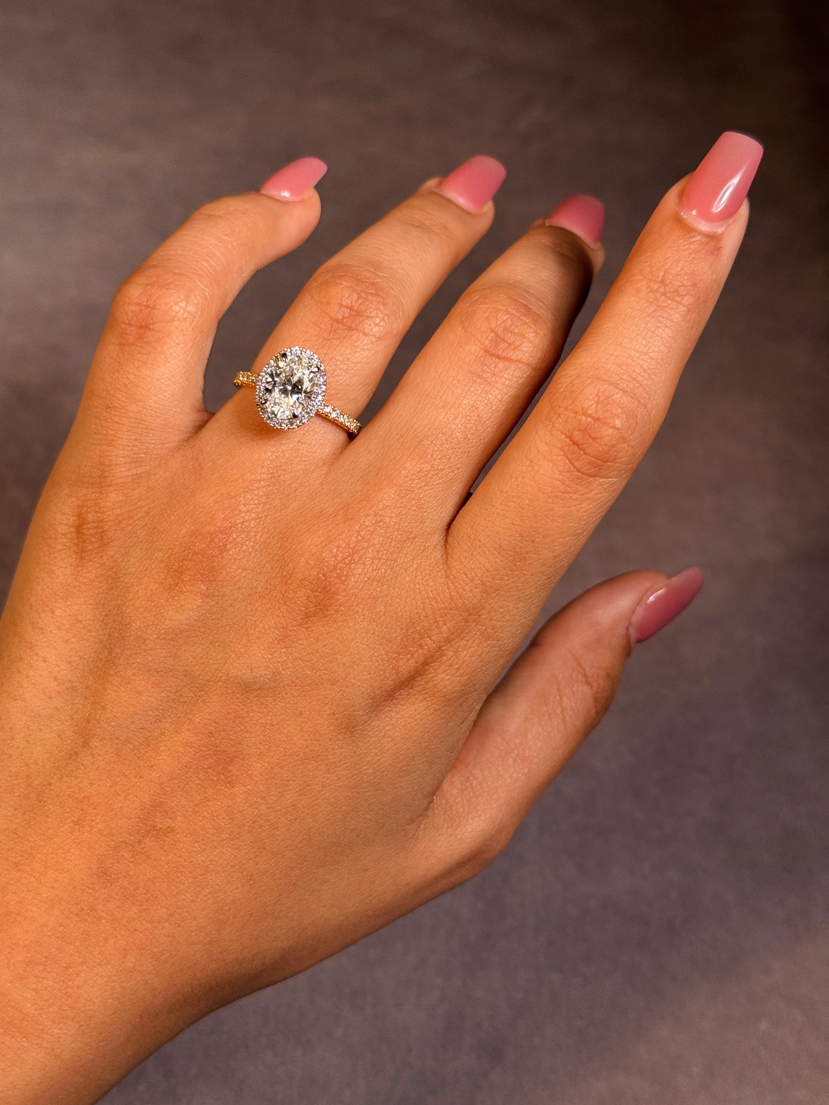 Lab Grown 2.00ct Diamond Halo Cluster Ring in 18K Yellow & White Gold
