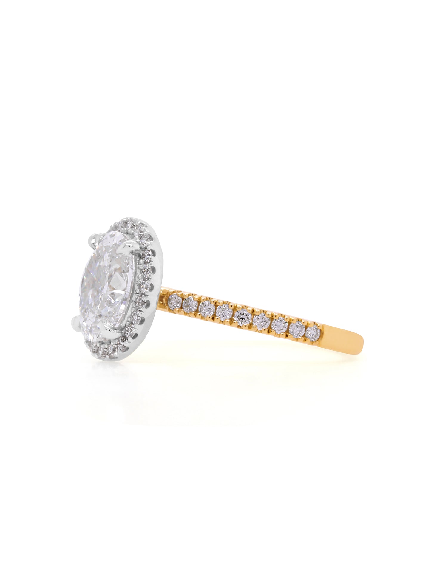 Lab Grown 2.00ct Diamond Halo Cluster Ring in 18K Yellow & White Gold