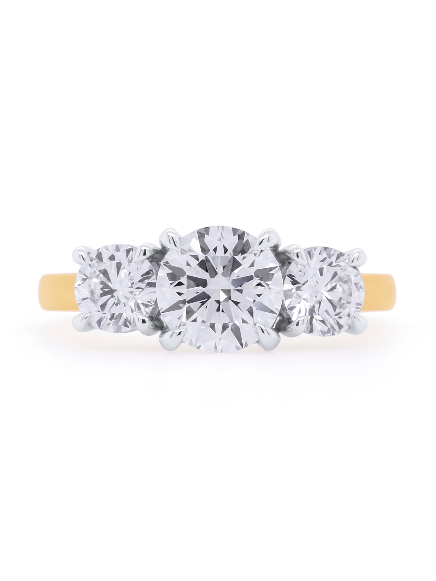 Lab Grown Diamond Trilogy, 2.50ct Total, 18 Carat Yellow & White Gold