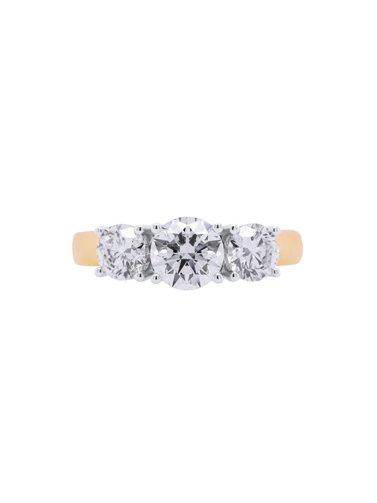 Lab Grown 2 Carat Trilogy Diamond Ring in 18 Carat Yellow Gold