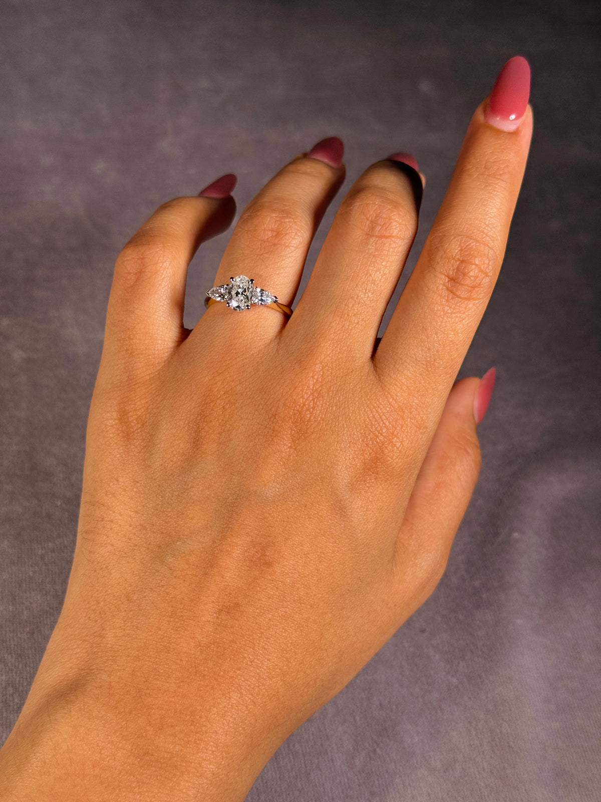 Trilogy Lab Grown Diamond Ring, T=1.50ct, 18K Yellow Gold