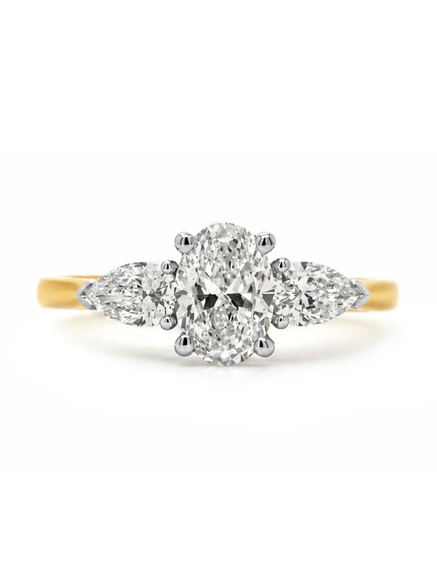 Trilogy Lab Grown Diamond Ring, T=1.50ct, 18K Yellow Gold