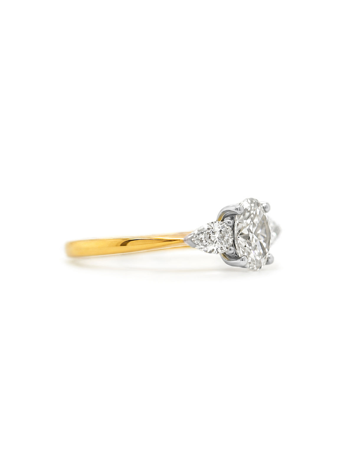 Trilogy Lab Grown Diamond Ring, T=1.50ct, 18K Yellow Gold