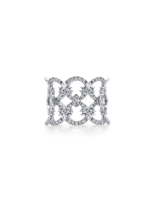 Georges Guillaume Classy Designer Ring, 18K White Gold, T=0.60ct