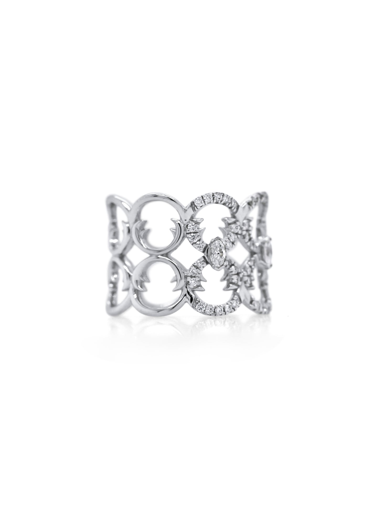 Georges Guillaume Classy Designer Ring, 18K White Gold, T=0.60ct