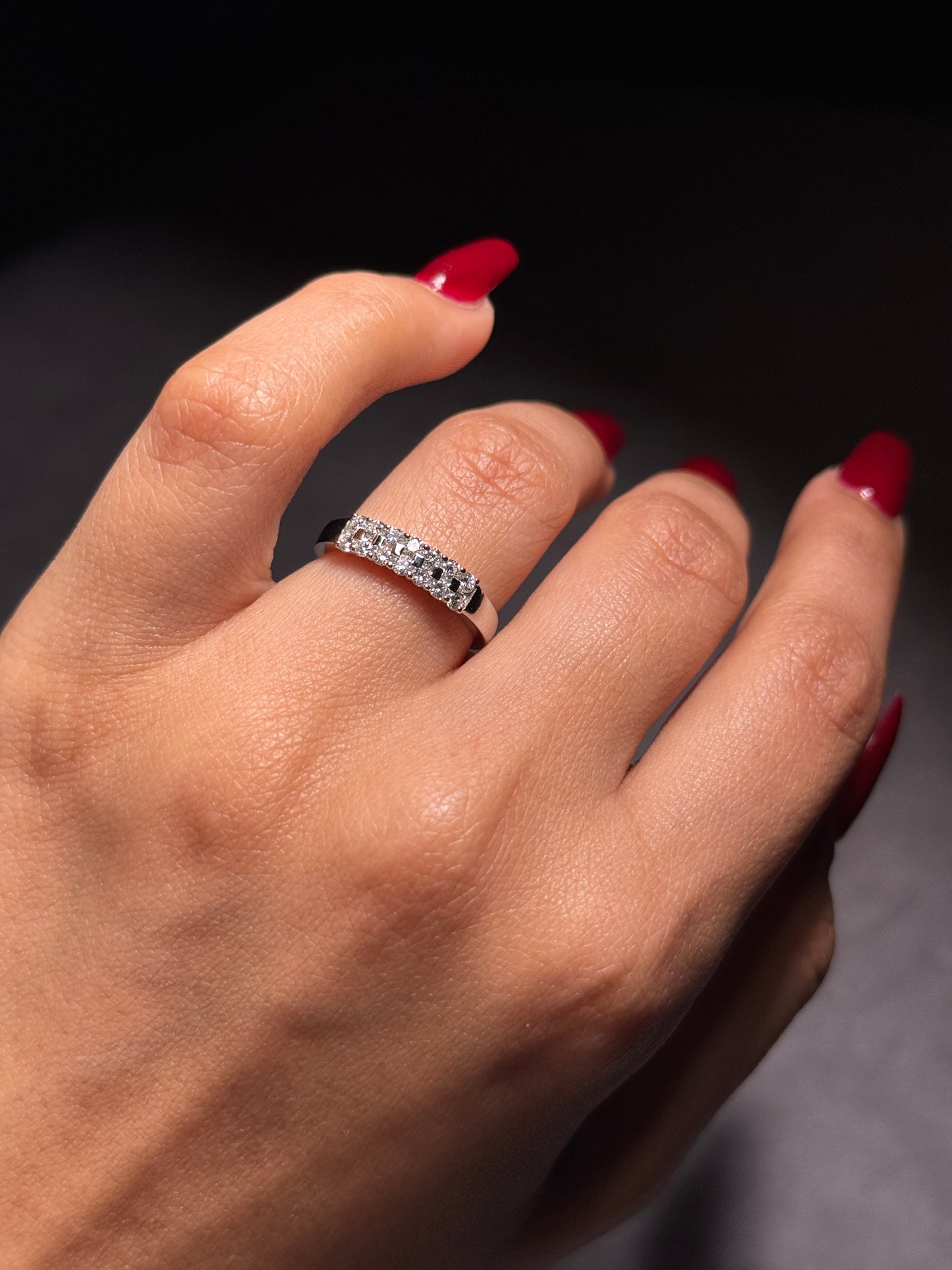 Half a Carat of Diamonds set in a double row ring.