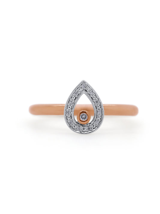 Pink Diamond ring 9K White & Rose gold pear shape.