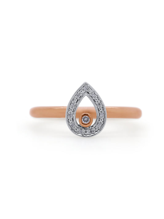 Pink Diamond ring 9K White & Rose gold pear shape.