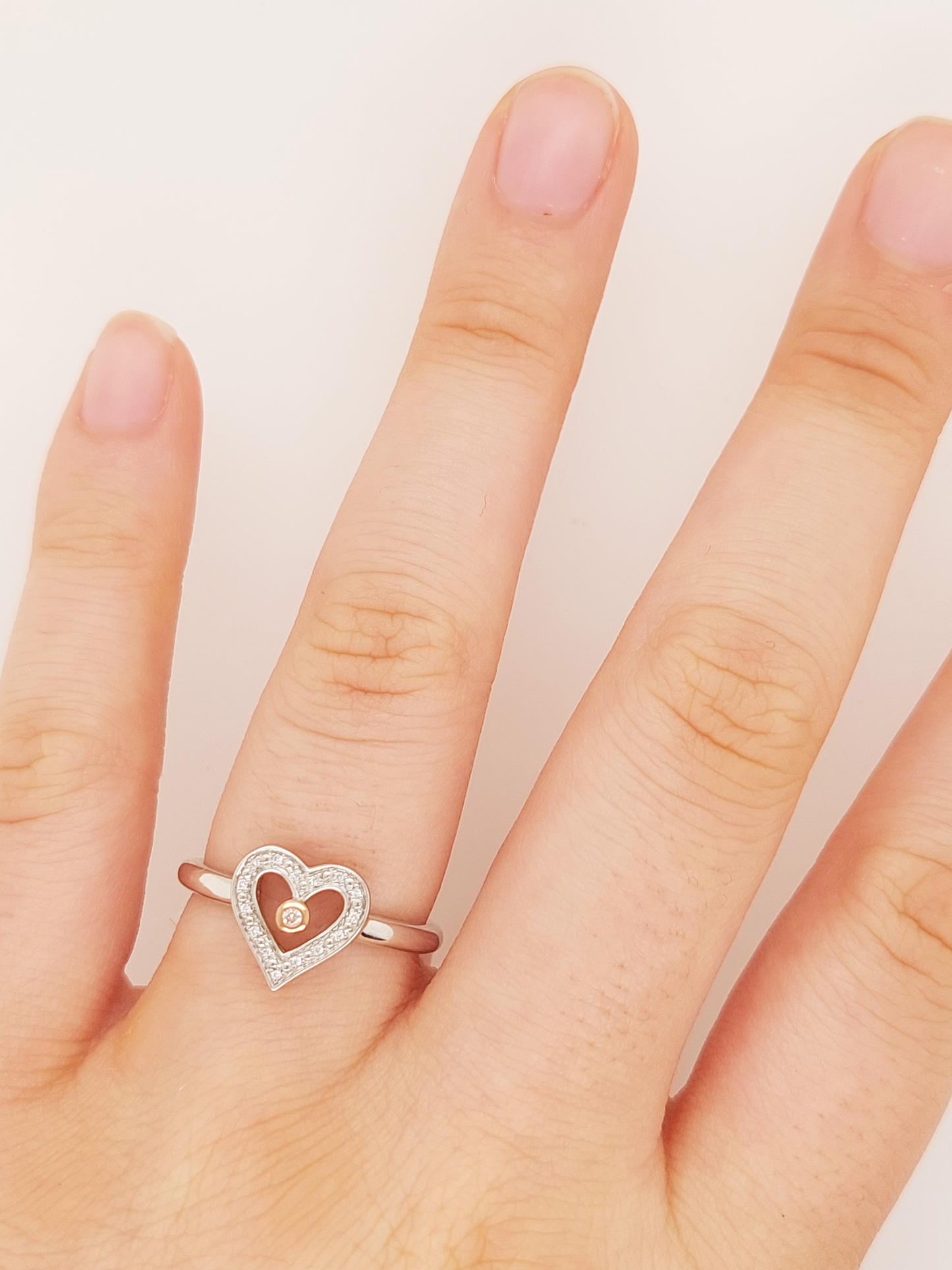 Australian Pink Diamond Ring 9K White & Rose gold heart