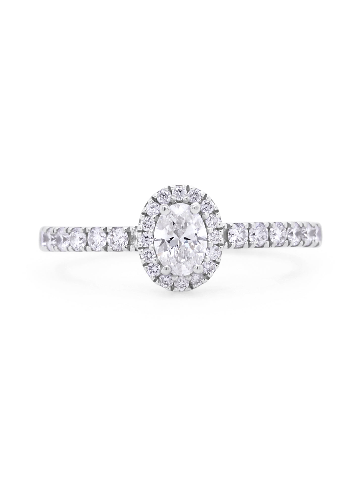 0.66 Carat Oval Cut Diamond, 18K White Gold Ring
