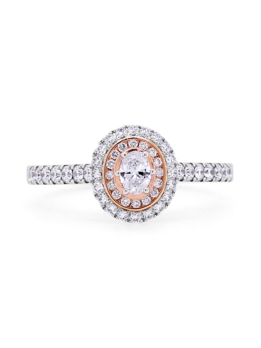 0.62 Carat Australian Pink Diamond, 18K White & Rose Gold Ring