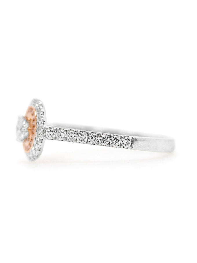 Australian Pink Diamond Ring 18K White & Rose Gold T=0.62ct