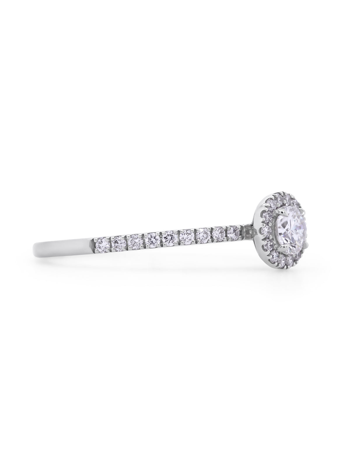 0.46 Carat Diamond Set, 18K White Gold Halo Ring