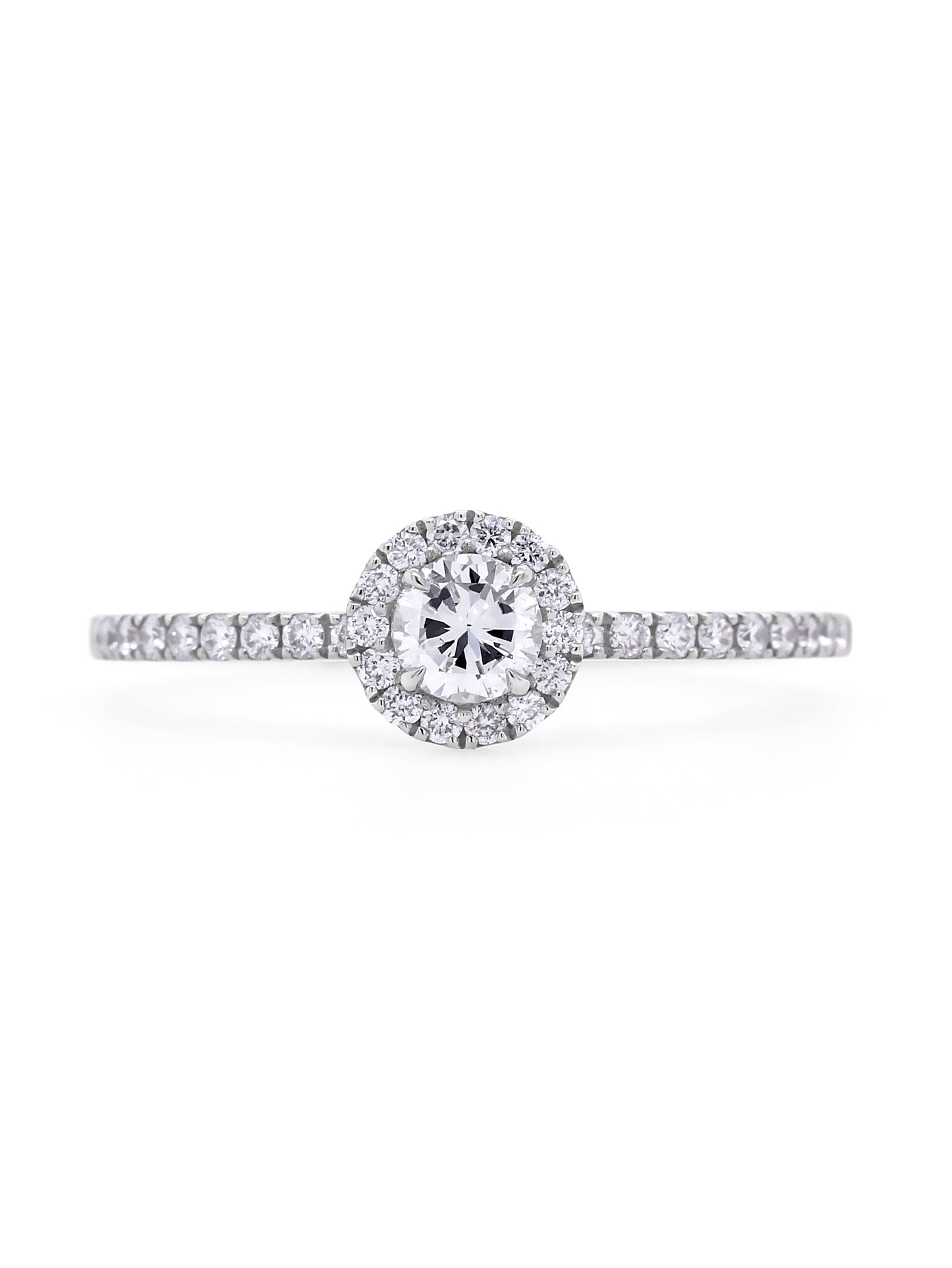 0.46 Carat Diamond Set, 18K White Gold Halo Ring