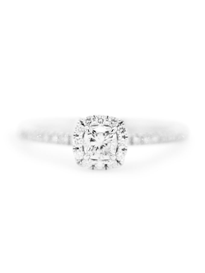 Diamond Set Halo Ring, 18 Carat White Gold, T=0.51 Carat.