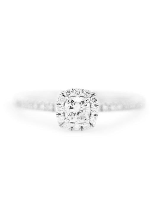 Diamond Set Halo Ring, 18 Carat White Gold, T=0.51 Carat.