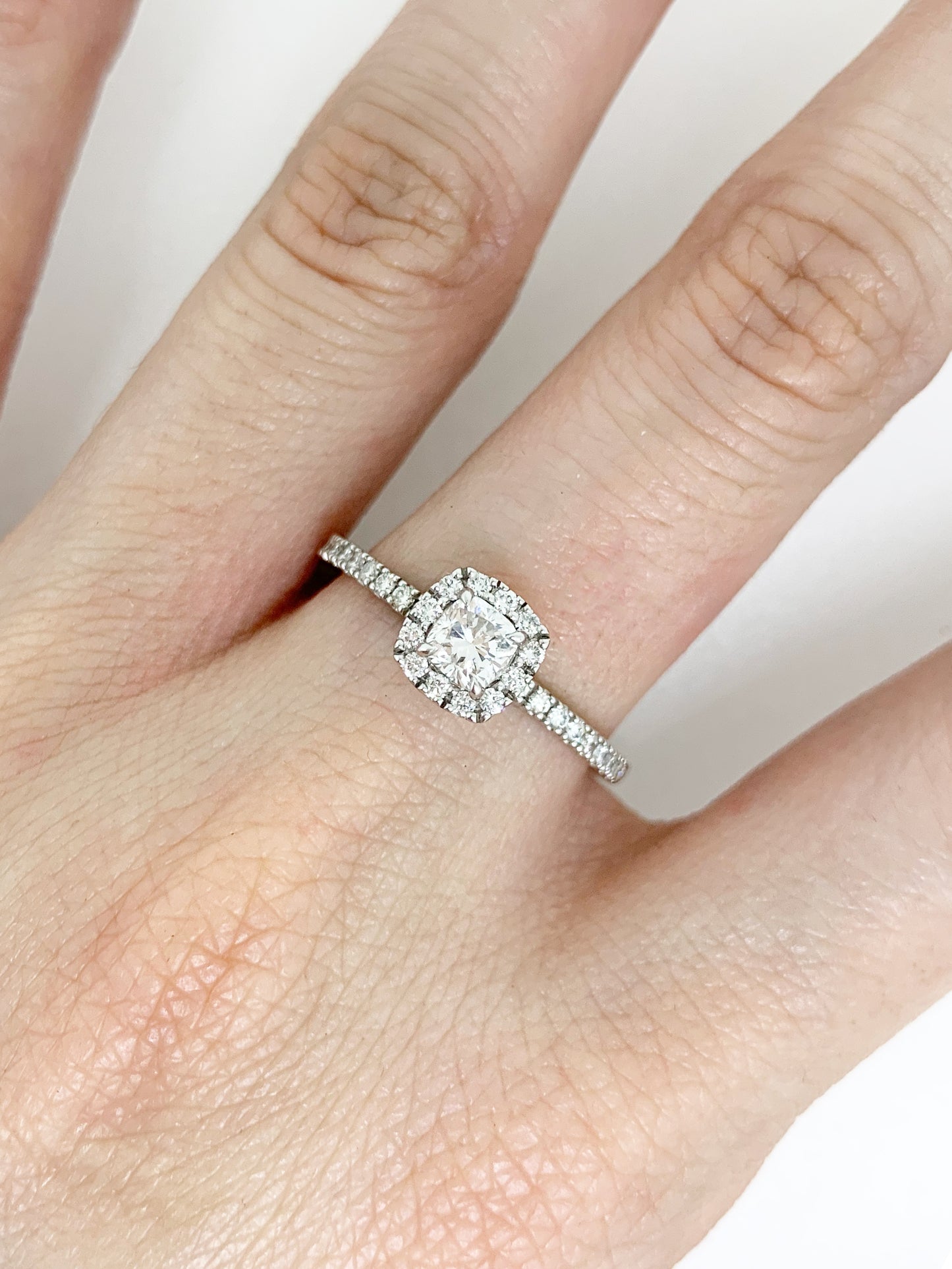 Diamond Set Halo Ring, 18 Carat White Gold, T=0.51 Carat.