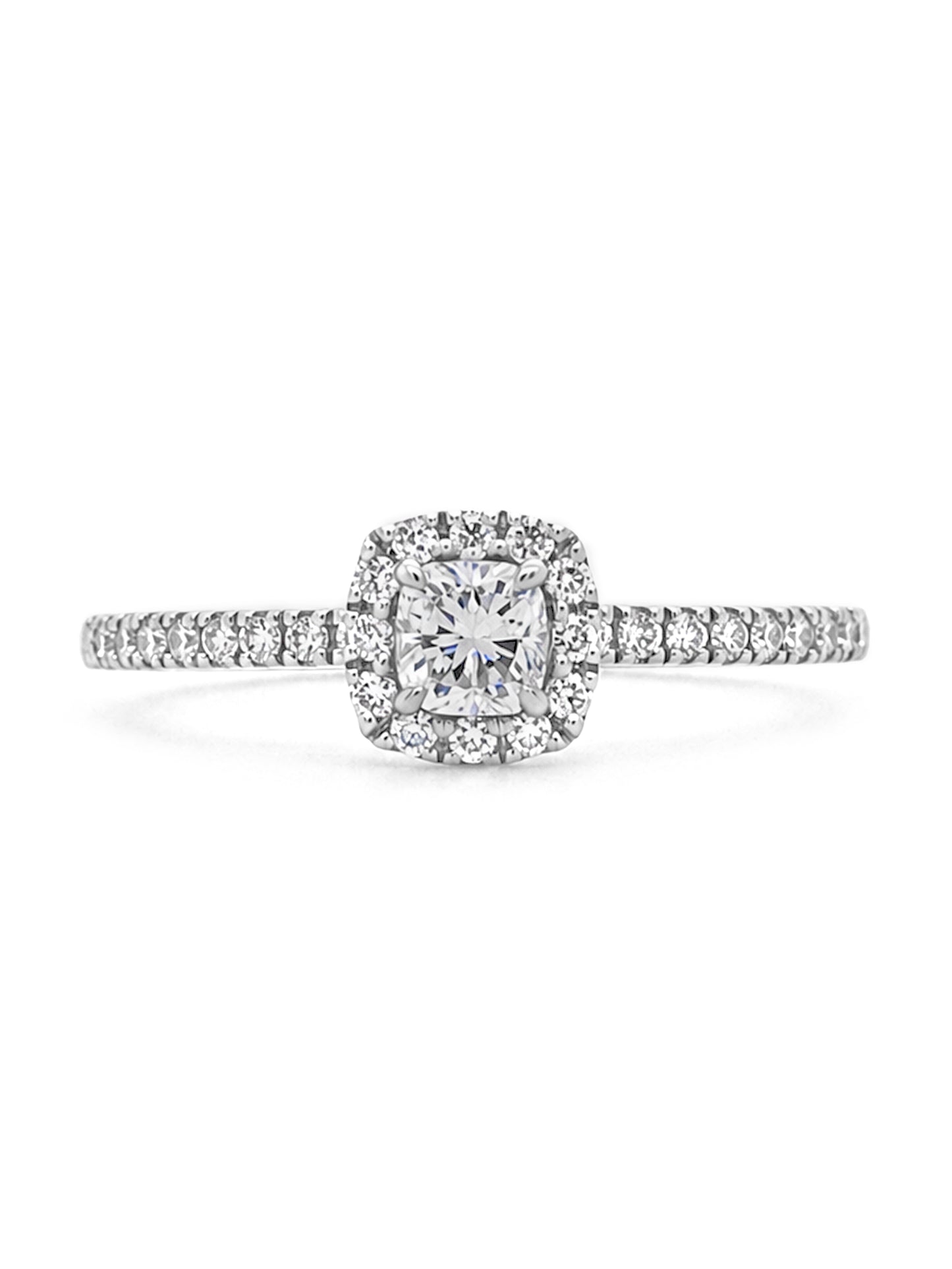 Diamond Set Halo Ring, 18 Carat White Gold, T=0.51 Carat.