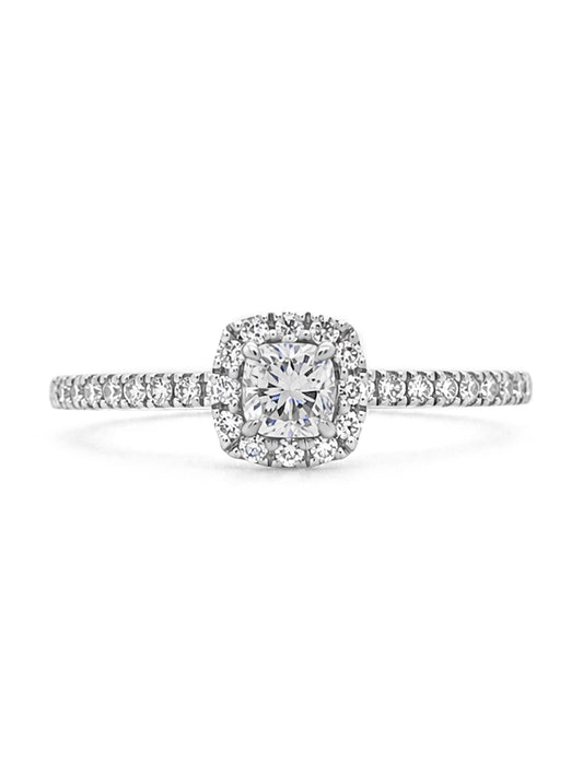Diamond Set Halo Ring, 18 Carat White Gold, T=0.51 Carat.