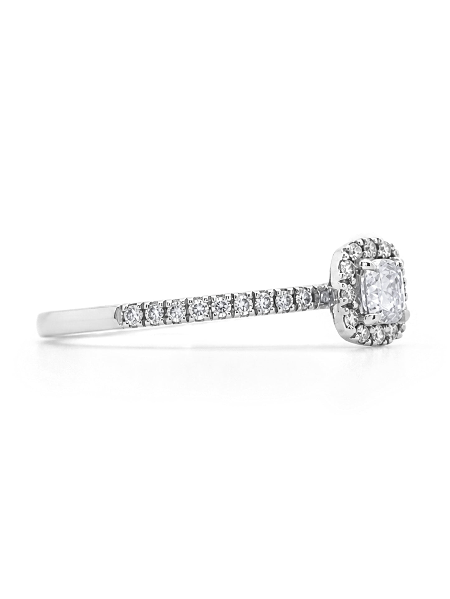 Diamond Set Halo Ring, 18 Carat White Gold, T=0.51 Carat.