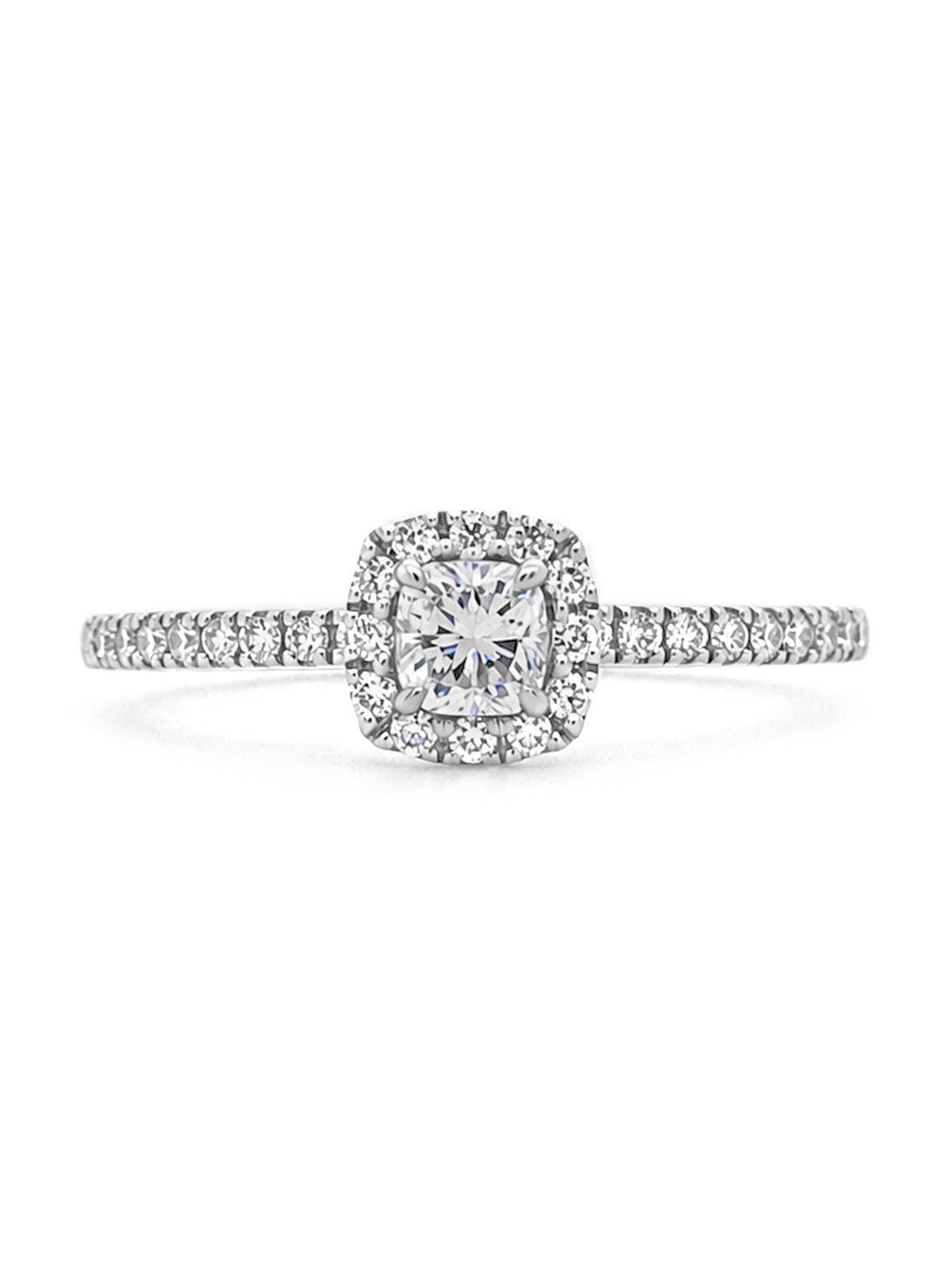 Diamond Set Halo Ring, 18 Carat White Gold, T=0.51 Carat.